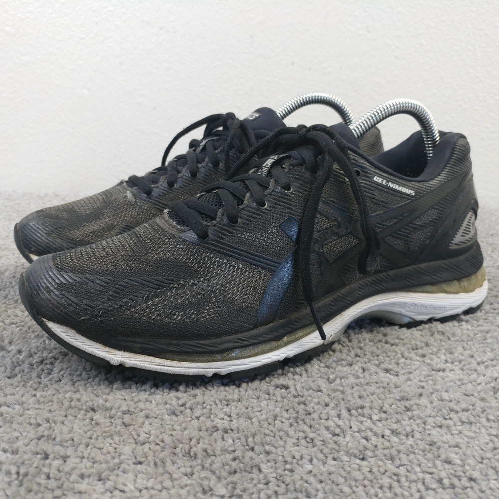 Asics Gel-Nimbus 19 Womens Size 9 Running Shoes Black White T750N Sneakers